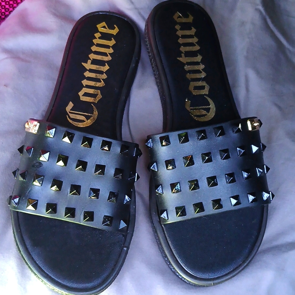 Like new, Juicy Couture black studded slides - 9